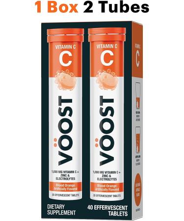 Voost Vitamin C with Zinc & Electrolytes 1000mg | Immune Support Effervescent Tablet | No Sugar & Low Calorie | Blood Orange Flavor - 40 Count - Buy Online on GoSupps.com