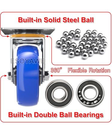 Threaded Shaft Swivel Castors Ball Castors 4 Inch 5 Inch Replacement Casters for Carts Furniture DIY Workben Set of 4 Moving Silent Shock Absorption Rubber Caster(Fixed+Swivel 100mm/4in) 100mm/4in Fixed+swivel - Buy Online on GoSupps.com