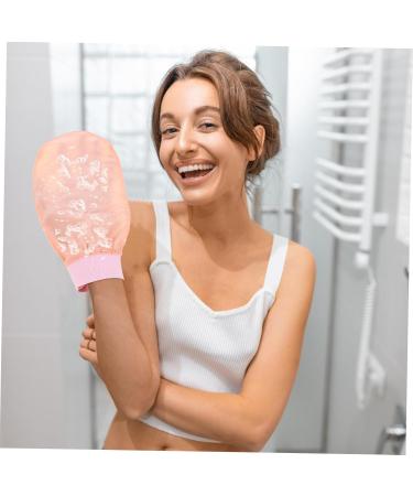 Buy Mud Bath Towel & Exfoliating Gloves Premium Bathing Mittens for Body Scrubbing | Silk Pink Lotus Color - Buy Online on GoSupps.com