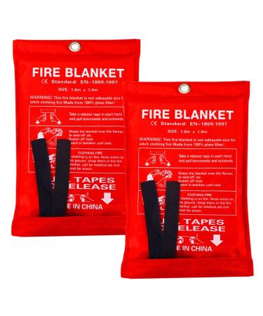 Altfun Fire Blanket Fire Suppression Blanket for People Fiberglass Fire Blanket for Emergency Surival Fire Guardian Blanket for House, Kitchen,Camping,Grill,Car,Welding Energency Safety (2 Pack) 2 Pack(39.3