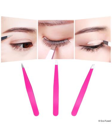 High Precision Tweezers Set - Pluck Eyebrows, Apply Fake Eyelashes, Remove Hair - Pink/Black - Buy Online on GoSupps.com