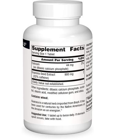 Source Naturals Guarana Energizer 900 mg - 60 Tablets for Natural Energy Boost - Buy Online on GoSupps.com
