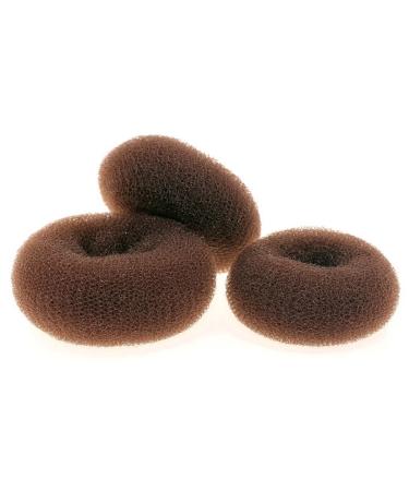 AJOY 3 Pieces 3 Sizes(Small Medium Large, 2-4 inch) Bun Maker for Hair, Sock Bun Donut for Kids, Ballet Bun Net Girls, Toddler Bun Form Hair, Brown