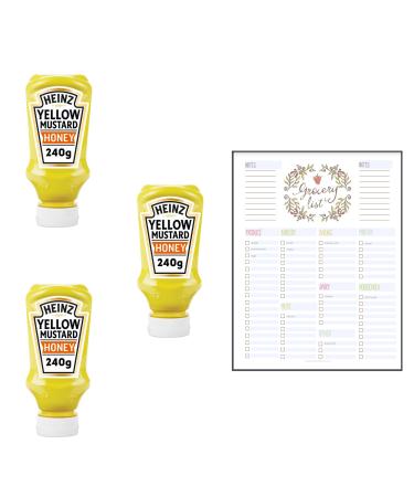Mustard Sauce Bundle which Contains Heinz Yellow Mustard Honey 220ml - Pack of 3 with Grocery List Card