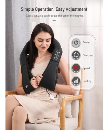 Shoulder & Neck Massager - 3D Shiatsu Back Massage Device with Heat for Ultimate Muscle Pain Relief - Black - Buy Online on GoSupps.com