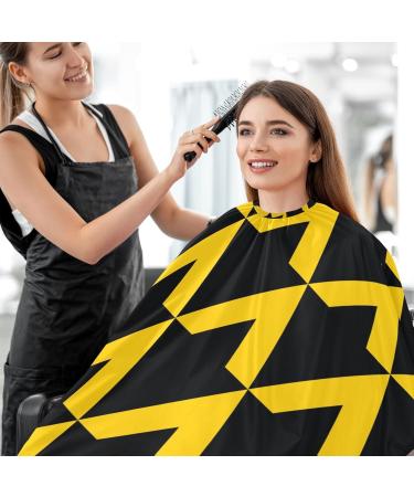 Waterproof Barber Cape - Yellow Geometric Grid Pattern | Unisex Cheetah Haircut Bib for Men & Women - Buy Online on GoSupps.com