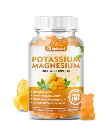 Potassium Magnesium Gummies for Adults and Kids Sugar-Free Potassium Supplement Gummies for Leg Cramps & Muscle & Immune Health Non-GMO Vegan Magnesium Gummies Mango Flavor 60 Count 60 Count (Pack of 1)