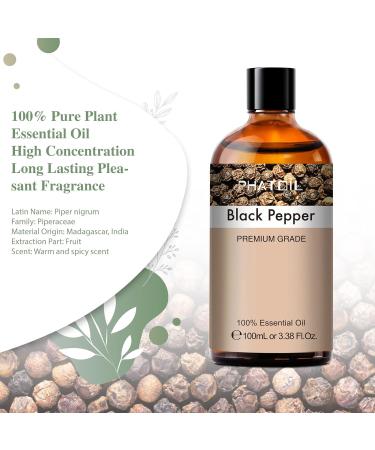 PHATOIL Black Pepper Essential Oil 100ML - 100% Pure Therapeutic Grade for Diffuser & Aromatherapy - Buy Online on GoSupps.com