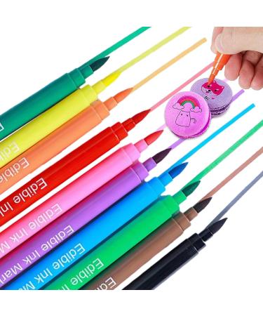 Edible Food - 10 Colors Rainbow Dust Edible Markers - Double Head Available Edible Markers for Cookie Decorating Baking Decorating Wynott