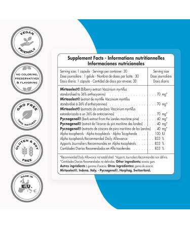 Supersmart Eye Pressure Control with Bilberry Extract - 30 Capsules | Natural Eye Health & Anti Aging | Non-GMO & Gluten Free - Buy Online on GoSupps.com
