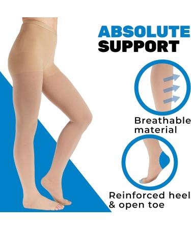 Plus Size Opaque Compression Pantyhose 20-30mmHg for Circulation Support - Beige 2X-Large - Buy Online on GoSupps.com