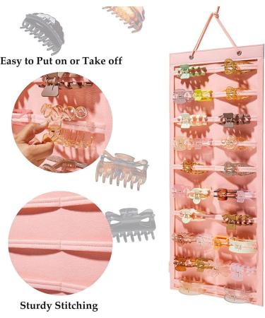 Hair Clips Storage - Felt Hair Accessories Organiser | 170g Hanging Hair Storage Organiser | Wear-Resistant Display Holder Claw Clips Holder | Hanging Hair Claw Clips Holder for Women Ladies Girls Pink - Buy Online on GoSupps.com