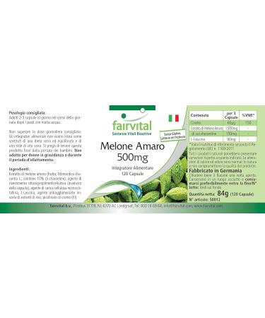 Fairvital Bitter Melon 500mg with Chromium - Vegan - High Dosage - 120 Capsules - Buy Online on GoSupps.com