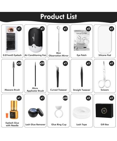 Professional Lash Extension Kit | D Curl Eyelash Supplies Cleaning Kit Glue & Tweezers | Beginner Friendly International Shipping - Buy Online on GoSupps.com