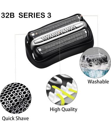 Braun Series 3 Replacement Head 32B Foil & Cutter - Compatible with Braun S3 ProSkin 3040s 340s-4 300s 310s 320s Shaver Model - Wet and Dry Replacement Blade (32B) - Buy Online on GoSupps.com