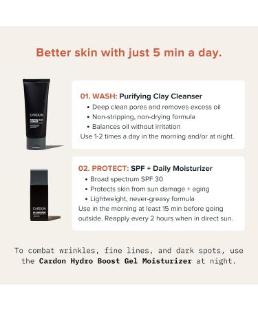 CARDON Daily Skincare Set for Men | Best Face Moisturizer with SPF 30 & Clay Wash | Perfect Gift for Grooming - Buy Online on GoSupps.com