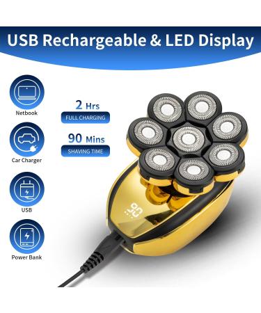 8D Head Shaver for Bald Men | Electric Razor & 5-in-1 Grooming Kit - Wet/Dry Rotary Shaver with LED Display - Buy Online on GoSupps.com