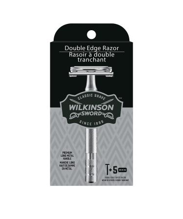 Wilkinson Sword Double Edge Razor for Men With 5 Double Edge Razor Blades Refills Razor + 5 Razor Blades