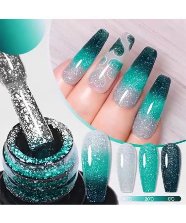 Colour Changing Gel Nail Polish Gel Nail Polish with Thermal Temperature Color Changing Diamond Glitter Reflective Nail Polish Long Lasting Glossy for DIY Nail Art Manicure at Home Salon (24#) - Buy Online on GoSupps.com