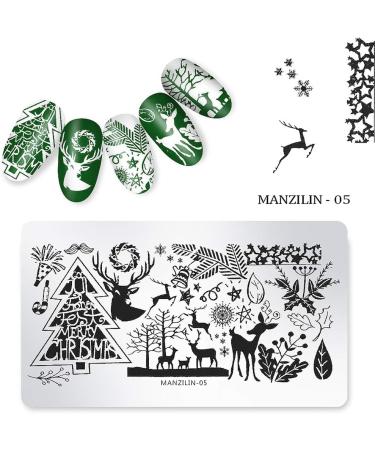 Christmas Snowflake Deer Nail Stencils - 5pcs Stainless Steel | Perfect for Holiday Nail Art - Buy Online on GoSupps.com