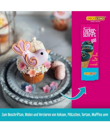 Decocino Gold Sugar Script in Practical Tube | Ideal for Cake Fondant & Glaze Decoration - Perfect for Cakes & Cupcakes - Shop Internationally! - Buy Online on GoSupps.com