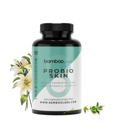 Bamboo labs - skin hair nails capsules high dose biotin + zinc + multivitamin + probiotics 120 biotin capsules vegan promotes skin hair growth strengthens skin + nails