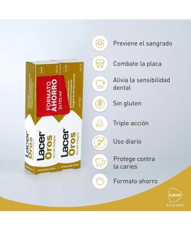 Lacer Oros Toothpaste - 250 ml | Comprehensive Mouth Protection Triple Effect Prevents Bleeding Reduces Sensitivity & Fights Cavities | International Shipping - Buy Online on GoSupps.com