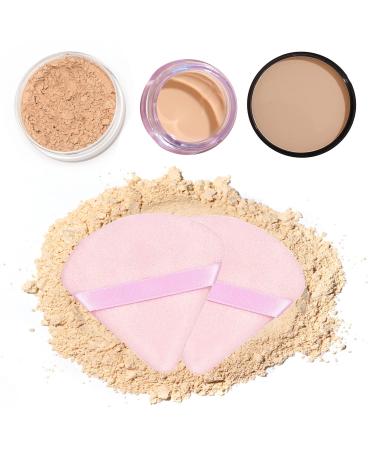 2pcs Pink Velor Powder Puff - Reusable Triangle Makeup Applicator for Loose Powder Foundation & Blush | Soft & Versatile Makeup Tool - Buy Online on GoSupps.com