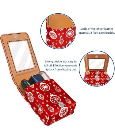 Travel Lipstick Organizer Case | Portable Makeup Bag with Mirror | Christmas Pattern Makeup Storage - Buy Online on GoSupps.com