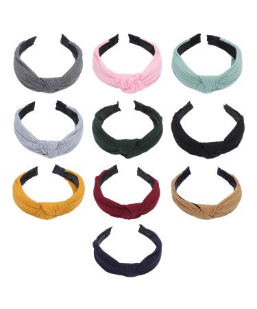 Coolty 10 pieces headband headbands elastic hair band turban knot hairband women hairband ladies