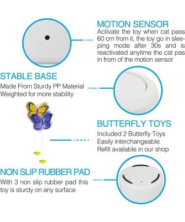 All For Paws Interactive Motion-Activated Cat Butterfly Toy - Flutter Bug Teaser Toy with Rotating & Flashing Butterflies - Buy Online on GoSupps.com