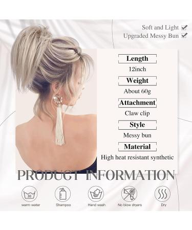 PORSMEER 10 Inch Claw Clip Ponytail Hair Extension in Silver Blonde - Messy Bun Chignon Updo for Women and Girls - Buy Online on GoSupps.com