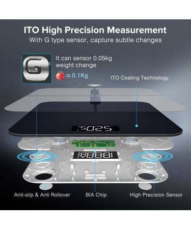 BAIFROS Bluetooth Body Fat Scale with ITO Technology - Smart Scales for Body Weight & Fitness Tracking | 13 Measurements | ST/LB/KG - Buy Online on GoSupps.com
