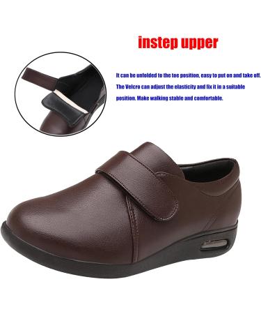 ALASON Extended Lightweight Walking Sneakers for Elderly Swollen Feet - Indoor Brown (Size 7 Wide) - Buy Online on GoSupps.com