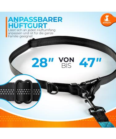 2-in-1 Jogging Leash & Dog Leash for Large/Medium Dogs | Double Handle & Belly Belt | Ideal for Walking Jogging Hiking - Blue - Buy Online on GoSupps.com