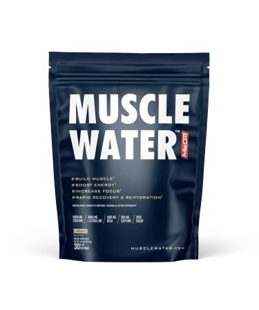MUSCLE WATER Pre Workout Powder | Muscle + Pump + Energy | 20+ Supplements 0 Tubs | 5g Creatine + 300mg Caffeine | Sugar-Free | Fruit Punch | 30 Servings