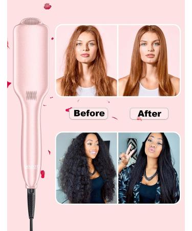 LANDOT Negative Ion Hot Brush Hair Straightener - Rose Gold Styling Brush for Hair Straightening - Buy Online on GoSupps.com