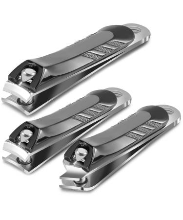 3 Pack Nail Clippers Set- Stainless Steel Fingernail & Toenail Clippers Sharp Nail Clippers for Thick Nails or Ingrown Nails Personal Pedicure Kit for Women and Man Modern
