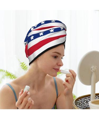 American Patriotic Stars and Stripes Microfiber Hair Towel | Super Absorbent Coral Velvet Wrap for Long Curly & Thick Hair | Quick Dry Towel for Women - Buy Online on GoSupps.com