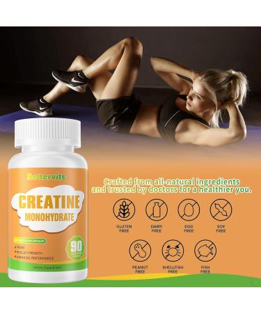 Creatine Monohydrate 2500mg - Gluten Free Non-GMO 90 Capsules - Boost Energy & Muscle Performance - Buy Online on GoSupps.com