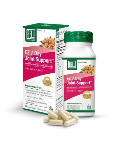 Bell EZ 7 Day Joint Support -Fast-Acting, Once-Daily Joint Health Supplement Helps Relieve Knee Pain, Swelling & Supports Muscle Recovery Vegan 30 Capsules