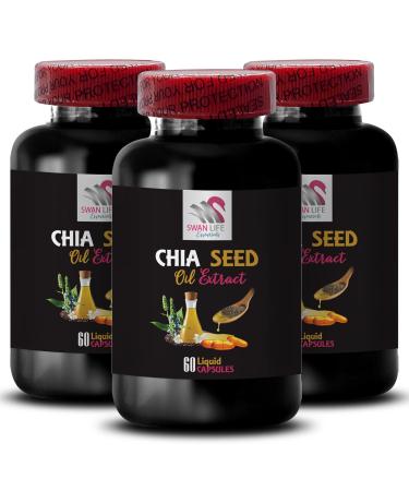 Organic chia - CHIA SEED OIL EXTRACT - Body oil Non-greasy finish Hair care Silky finish Glossy hair Glow oil Daily care Smooth texture Lightweight feel Pure hydration 3 Bottle 180 Capsules