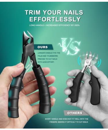 Professional Wide Jaw Thick Toenail Clippers for Men & Seniors | Heavy Duty Ingrown Nail Tool Kit with Bamboo Handle - Buy Online on GoSupps.com