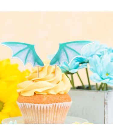 24 Green Dragon & Bat Wing Cupcake Toppers - Dinosaur Party Decorations | Dragon Themed Birthday Accessories - Buy Online on GoSupps.com