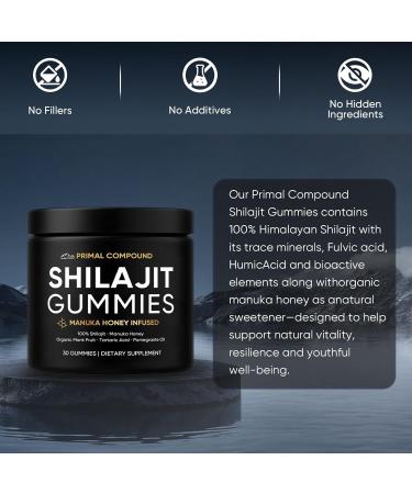 TOGOLIUN Primal Compound Shilajit Gummies for Men with Himalayan Shilajit Manuka Honey Organic Monk Fruit & Fulvic Acid 30 Gummies - Buy Online on GoSupps.com