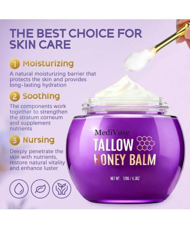 MediVuse Beef Tallow for Skin with Organic Beeswax and Honey Deeply Moisturizing Beef Tallow for Face Body Lotion - Buy Online on GoSupps.com