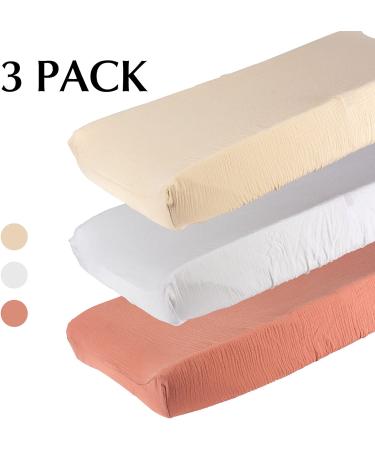 Muslin Changing Pad Cover Unisex  Solid Color Muslin Baby Changing Mats for Boys & Girls  100% Cotton 3-Pack Breathable and Skin-Friendly Changing Table Covers  Large White v2 - Buy Online on GoSupps.com