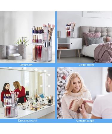 360 Rotating Makeup Organizer - Adjustable & Detachable Spinning Cosmetics Organizer with 4 Storage Holders - Lazy Susan Makeup Organizer in Crystal Clear - Buy Online on GoSupps.com