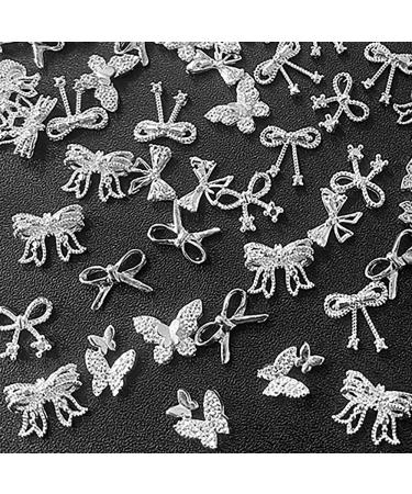 50 Pieces 3D Alloy Bow & Butterfly Nail Charms - Silver Nail Art Decorations for Stunning Nail Designs - Buy Online on GoSupps.com