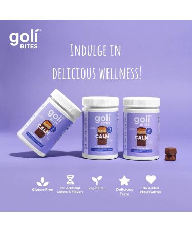 Goli Calm Ashwagandha Bites - 90 Count - Milk Chocolate Acai Berry Flavor with KSM-66 Ashwagandha - Stress Reduction - Vegetarian, Gluten-Free, No Preservatives - 30 Count (Pack of 3) - Buy Online on GoSupps.com